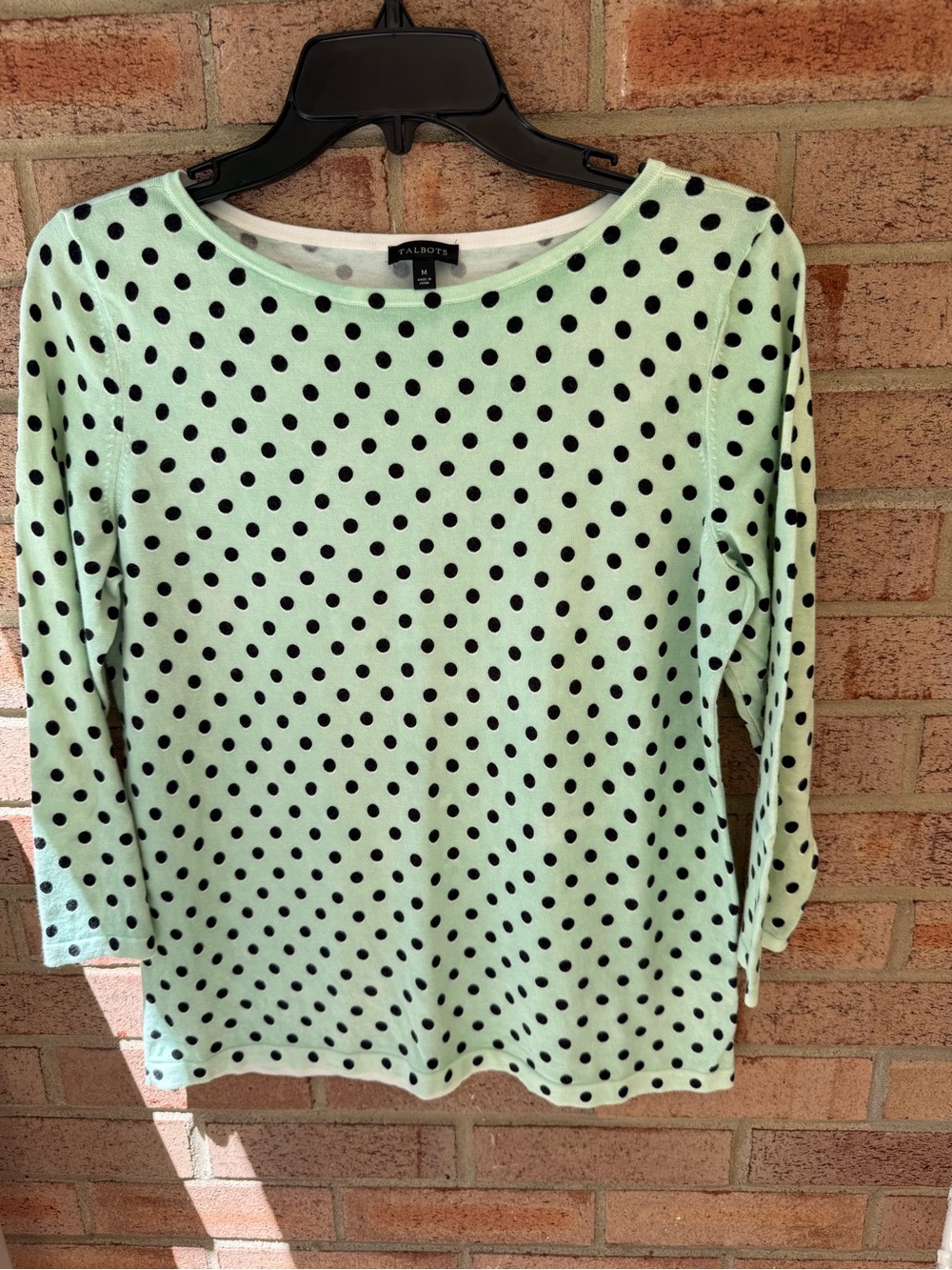 Talbots Mint Green and Black Polka Dot Tee